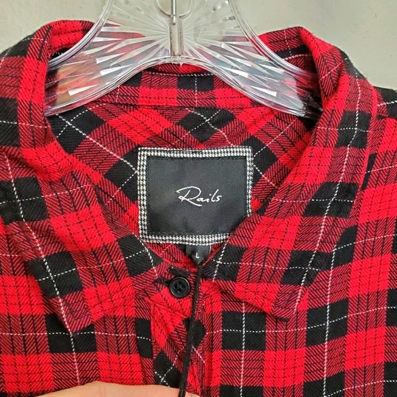 Rails Hunter button-down twill plaid shirt D - Picture 3 of 11